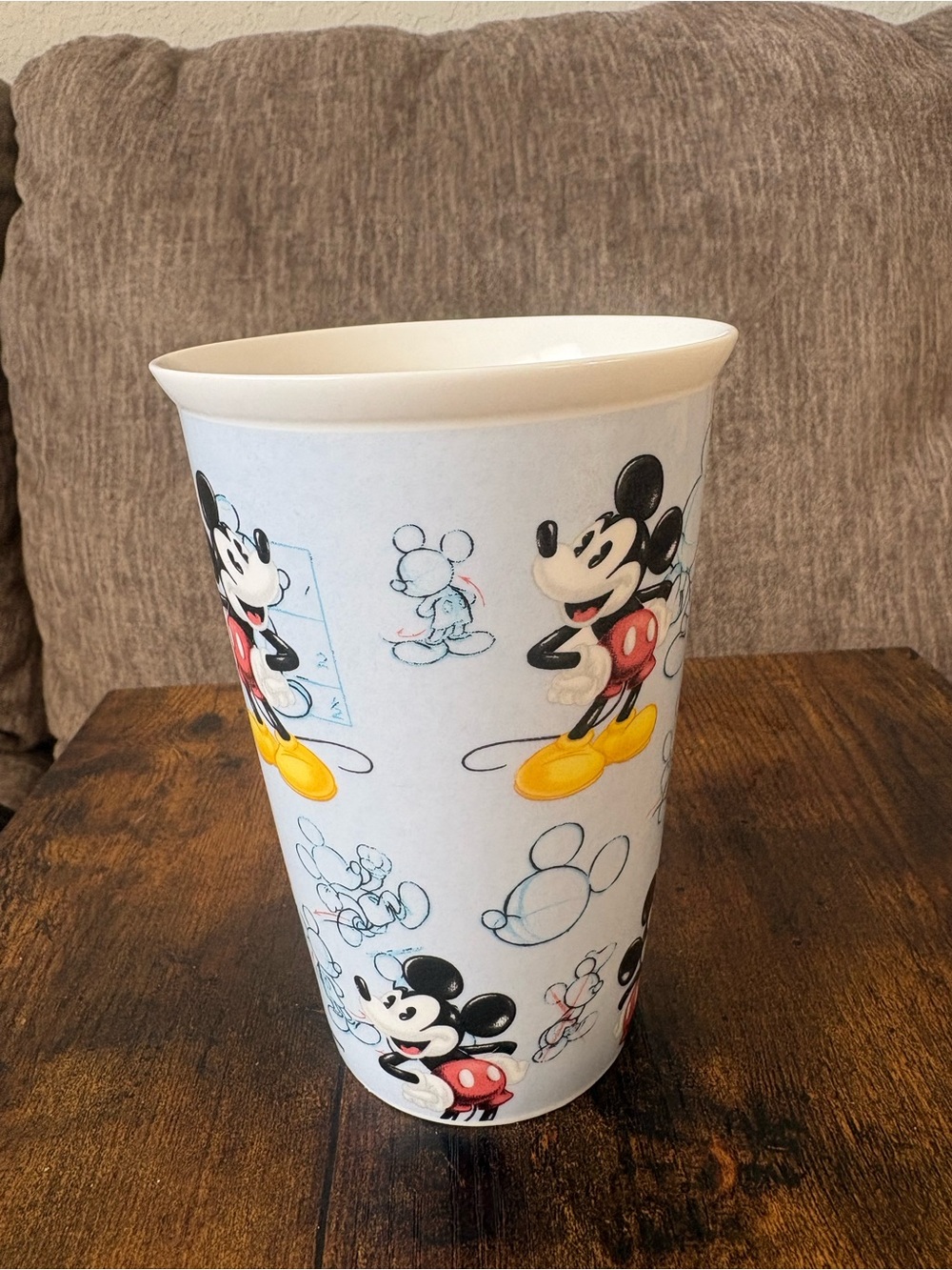 Disney Mickey Mouse White Ceramic Cup with Yellow and Red Accents